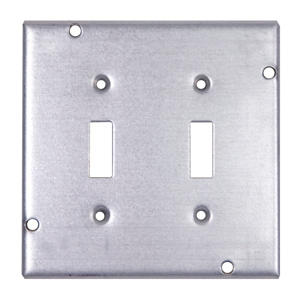 ABB Thomas & Betts 4-11/16 Square Box Industrial Covers 2 Toggle Switch 1/2 in Raised