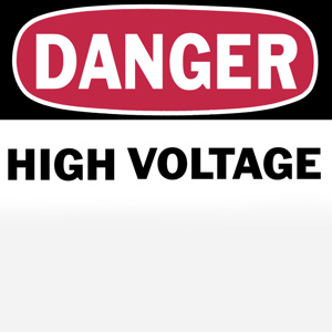 ABB Thomas & Betts High Voltage Labels 2.25 x 4.5 in High Voltage Polyester Black/Red on White