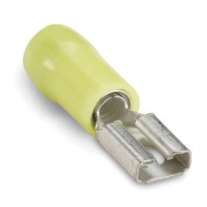 ABB Thomas & Betts Female Insulated Disconnects 12 - 10 AWG Brazed Seam Serrated Barrel 0.250 in Yellow