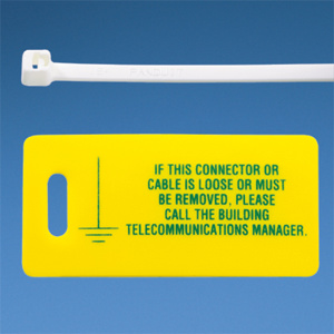 Panduit LTYK Series Network Building Grounding Marker Labeling Kits IF THIS CONNECTOR OR CABLE IS LOOSE OR MUST BE REMOVED, PLEASE CALL THE BUILDING TELECOMMUNICATIONS MANAGER Plastic Yellow 2.75 x 1.38 in