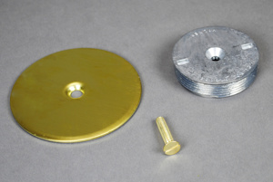 Wiremold 525 Series Device Plates Blanking Plate, 3-1/2 inch Diameter Top Plate. Threads into 2 inch Activation Metallic