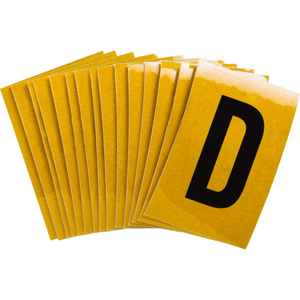 Brady 5920 Series Reflective Number and Letter Labels D Black on Yellow B-997 Reflective Sheeting