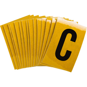 Brady 5920 Series Reflective Number and Letter Labels C Black on Yellow B-997 Reflective Sheeting