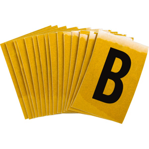 Brady 5920 Series Reflective Number and Letter Labels B Black on Yellow B-997 Reflective Sheeting