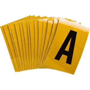 Brady 5920 Series Reflective Number and Letter Labels A Black on Yellow B-997 Reflective Sheeting