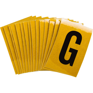 Brady 5920 Series Reflective Number and Letter Labels G Black on Yellow B-997 Reflective Sheeting