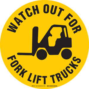 Brady B-120 Machine & Operational Safety Signs 17 x 17 in Watch Out For Fork Lift Trucks Aluminum Black on Yellow