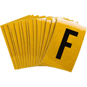 Brady 5920 Series Reflective Number and Letter Labels F Black on Yellow B-997 Reflective Sheeting