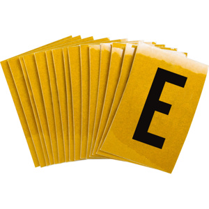 Brady 5920 Series Reflective Number and Letter Labels E Black on Yellow B-997 Reflective Sheeting