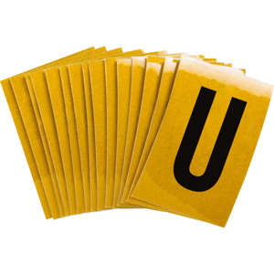 Brady 5920 Series Reflective Number and Letter Labels <em class="search-results-highlight">U</em> Black on Yellow B-997 Reflective Sheeting
