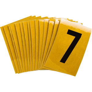 Brady 5920 Series Reflective Number and Letter Labels 7 Black on Yellow B-997 Reflective Sheeting