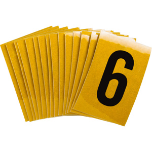 Brady 5920 Series Reflective Number and Letter Labels 6 Black on Yellow B-997 Reflective Sheeting
