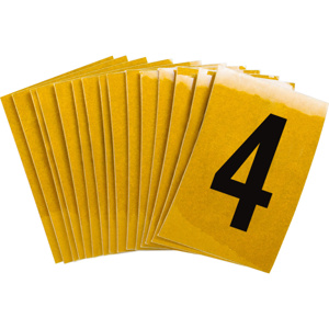 Brady 5920 Series Reflective Number and Letter Labels 4 Black on Yellow B-997 Reflective Sheeting