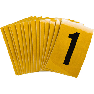 Brady 5920 Series Reflective Number and Letter Labels 1 Black on Yellow B-997 Reflective Sheeting