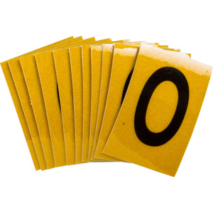 Brady 5920 Series Reflective Number and Letter Labels 0 Black on Yellow B-997 Reflective Sheeting