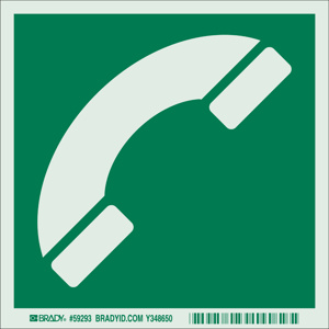 Brady BradyGlo™ B-324 Telephone Safety Signs 6 x 6 in Emergency Phone Icon Polyester Blue