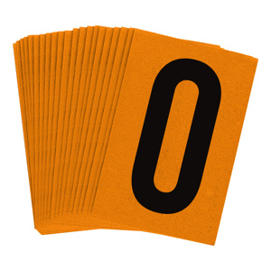 Brady 5910 Series Reflective Number and Letter Labels <em class="search-results-highlight">0</em> Black on Orange B-347 Polyester, Polystyrene