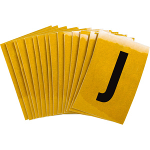 Brady 5920 Series Reflective Number and Letter Labels J Black on Yellow B-997 Reflective Sheeting