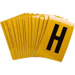 Brady 5920 Series Reflective Number and Letter Labels H Black on Yellow B-997 Reflective Sheeting