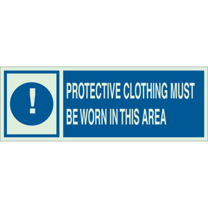 Brady BradyGlo™ B-324 Personal Protection Safety Signs 5 x 14 in Protective Clothing Must Be Worn In This Area Polyester Blue