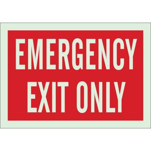 Brady BradyGlo™ B-324 Directional & Exit Safety Signs 10 x 14 in Emergency Exit Only Polyester Red