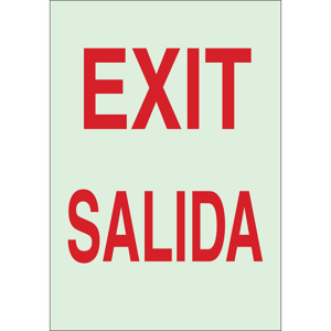 Brady BradyGlo™ B-324 Directional & Exit Safety Signs 10 x 14 in Exit/ Salida Polyester Red
