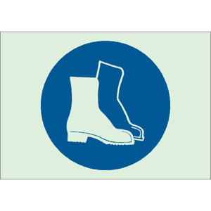Brady BradyGlo™ B-324 Personal Protection Safety Signs 7 x 10 in Boots Icon Polyester Blue