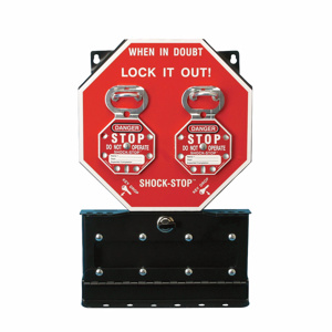 Brady SHOCK STOP™ Group Lock Boxes When in Doubt Lock It Out! White on Black/Red