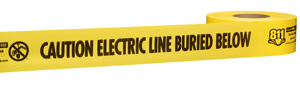 Milwaukee Underground Hazard Tape Black on Yellow 3 in x 1000 ft Caution Buried Electric Line Below