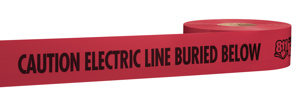 Milwaukee Underground Hazard Tape Red<multisep/>Black 3 in x 1000 ft Caution Electric Line Buried Below