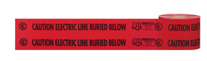 Milwaukee Underground Hazard Tape Black on Red 6 in x 1000 ft Caution Electric Line Buried Below