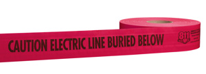 Milwaukee Underground Hazard Tape Black on Red 3 in x 1000 ft Caution Electric Line Buried Below