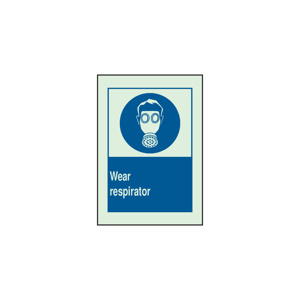 Brady BradyGlo™ B-324 Personal Protection Safety Signs 10 x 14 in Wear Respirator Polyester Blue