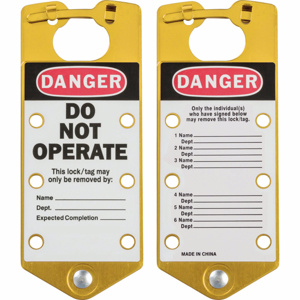 Brady Labeled Lockout Hasps Only the individual who signed may remove this tag Gold Aluminum Alloy (5052)