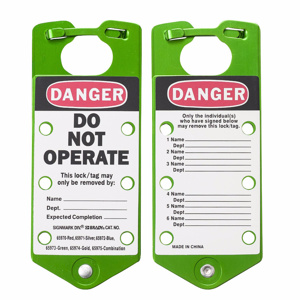 Brady Labeled Lockout Hasps Only the individual who signed may remove this tag Green Aluminum Alloy (5052)