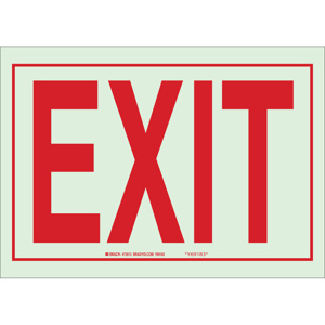 Brady BradyGlo™ B-324 Directional & Exit Safety Signs 10 x 14 in Exit Polyester Red