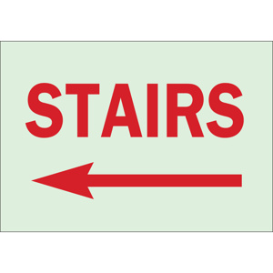 Brady BradyGlo™ B-324 Directional & Exit Safety Signs 10 x 14 in Stairs/ Left Arrow Polyester Red