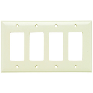 Pass & Seymour Midsized Decorator Wallplates 4 Gang Light Almond Plastic Device