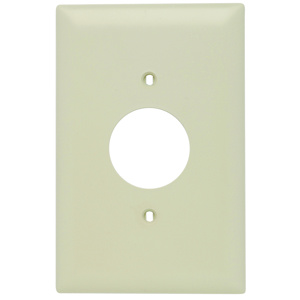 Pass & Seymour Oversized Round Hole Wallplates 1 Gang 1.406 in Ivory Nylon Device
