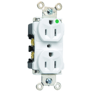 Pass & Seymour 8200 Series Duplex Receptacles 15 A 125 V 2P3W 5-15R Hospital White