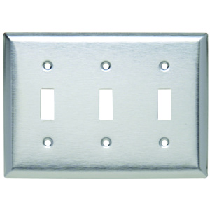 Pass & Seymour Standard Toggle Wallplates 3 Gang Metallic Stainless Steel 430 Device