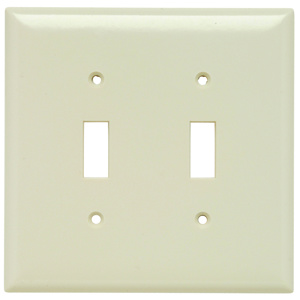 Pass & Seymour Midsized Toggle Wallplates 2 Gang Light Almond Plastic Device
