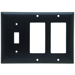 Pass & Seymour Standard Decorator Toggle Wallplates 3 Gang Black Plastic Device