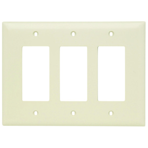 Pass & Seymour Oversized Decorator Wallplates 3 Gang Light Almond Nylon Device