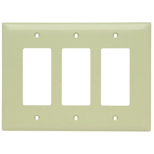 Pass & Seymour Oversized Decorator Wallplates 3 Gang Ivory Nylon Device