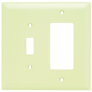 Pass & Seymour Oversized Decorator Toggle Wallplates 2 Gang Ivory Nylon Device