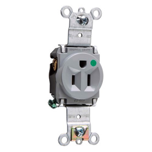 Pass & Seymour 8201 Series Single Receptacles 15 A 125 V 2P3W 5-15R Hospital Gray