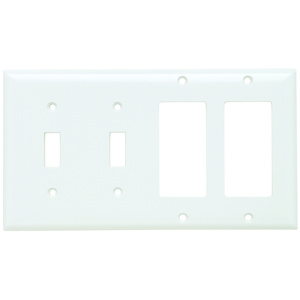 Pass & Seymour Standard Decorator Toggle Wallplates 4 Gang White Plastic Device