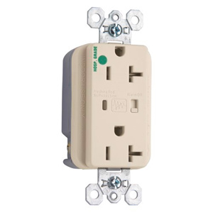 Pass & Seymour 8300-SP Series TVSS Duplex Receptacles 20 A 125 V 2P3W 5-20R Hospital Light Almond