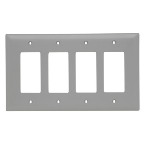 Pass & Seymour Oversized Decorator Wallplates 4 Gang Gray Nylon Device